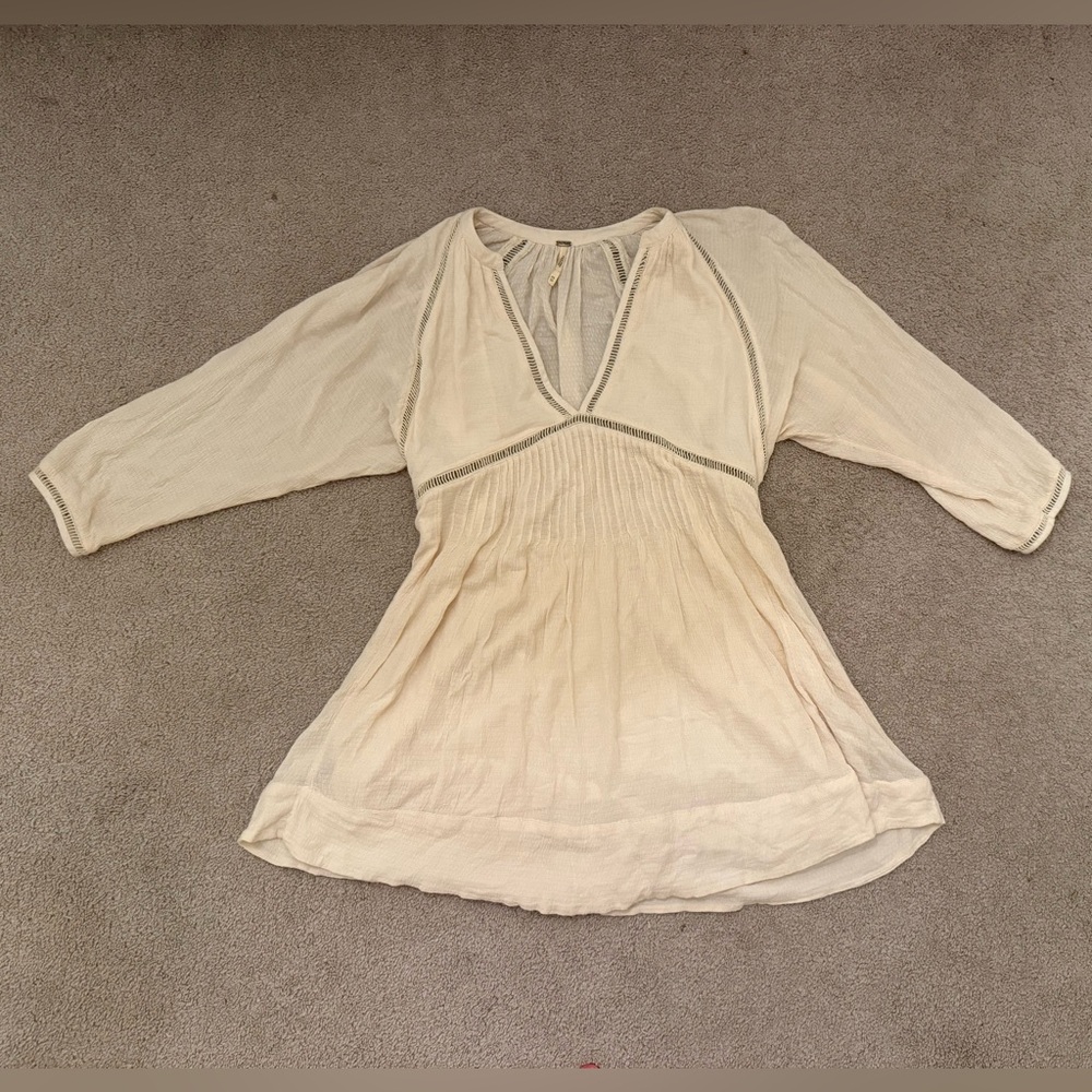 Free People Women's Go Lightly V-Neck 
Gauze Mini Dress Ivory Size XS - Picture 4 of 7